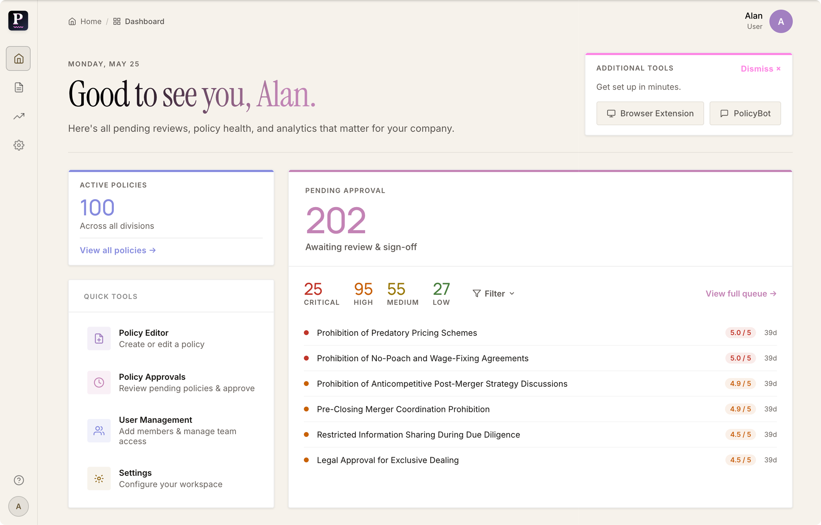 InPolicy dashboard